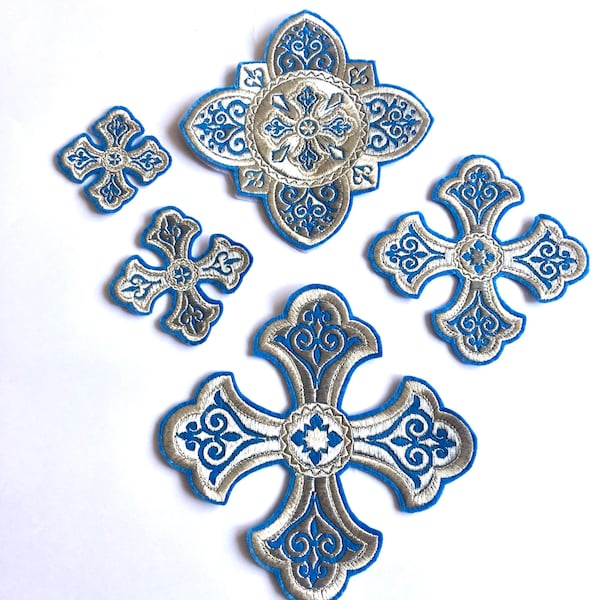 Priest's Cross Set of 14 or more, Gold Embroidered Crosses, Liturgical Vestment Cross Applique, Religious Embroidery
