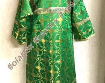 Green gold Altar Server Reader Robe, Kid dalmatic, Church Garment, Altar boy Dalmatics Altar Reader Vestments, No Lined, Custom Vestments