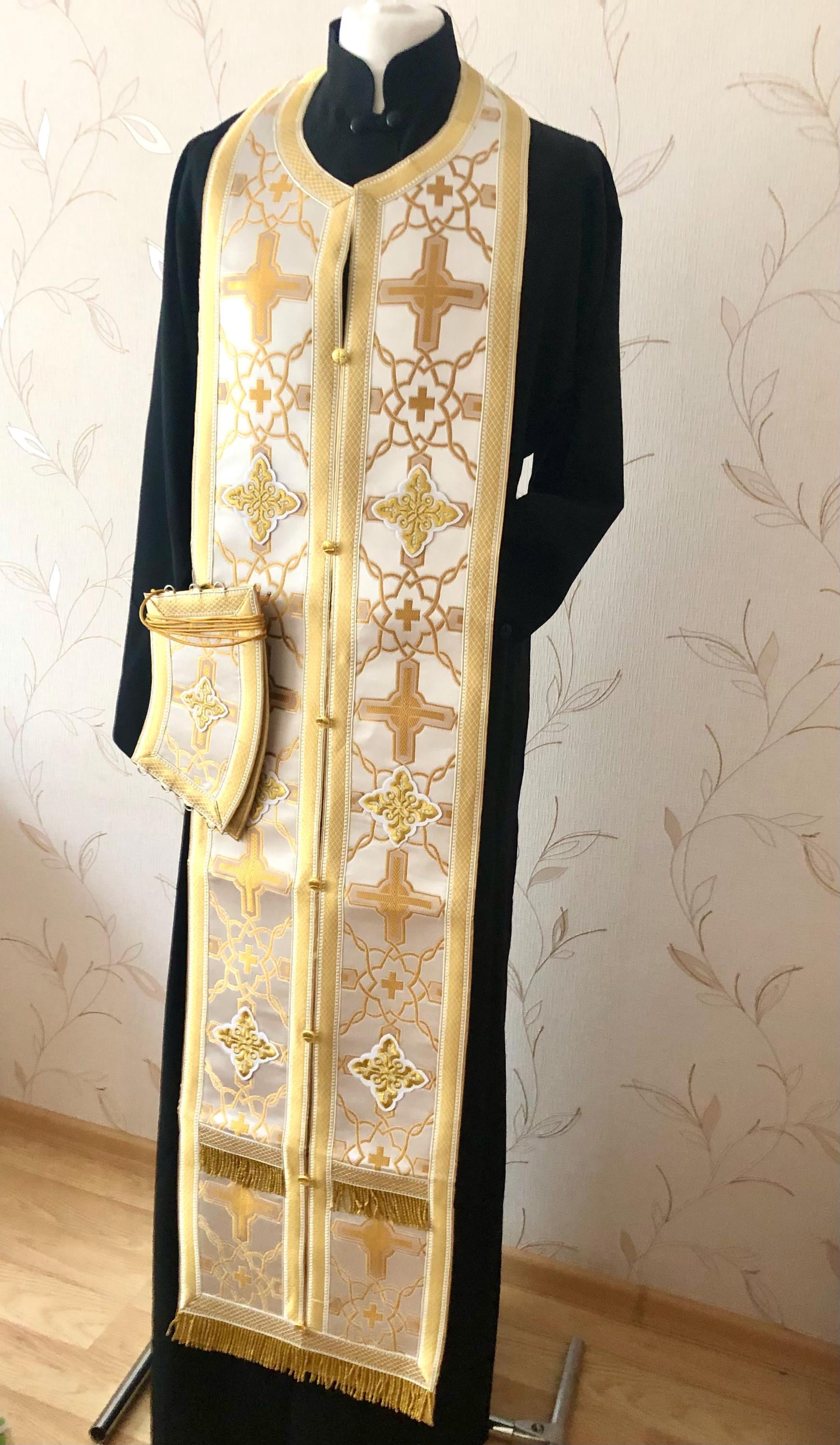 White Gold Greek Style Vestments, Orthodox Priest Clergy Vestments ...