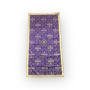 Chemin de table violet pour chrétien, icône du grand carême, nappe chrétienne de Pâques, chemin de table en brocart à imprimé croisé, prêt à être expédié