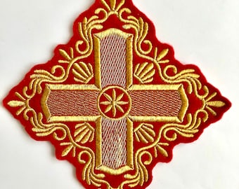 Liturgical cross patch, Vestment appliqué patch, Church embroidery, Clergy clothing patch, Cross vestment patches, Liturgical embroidery