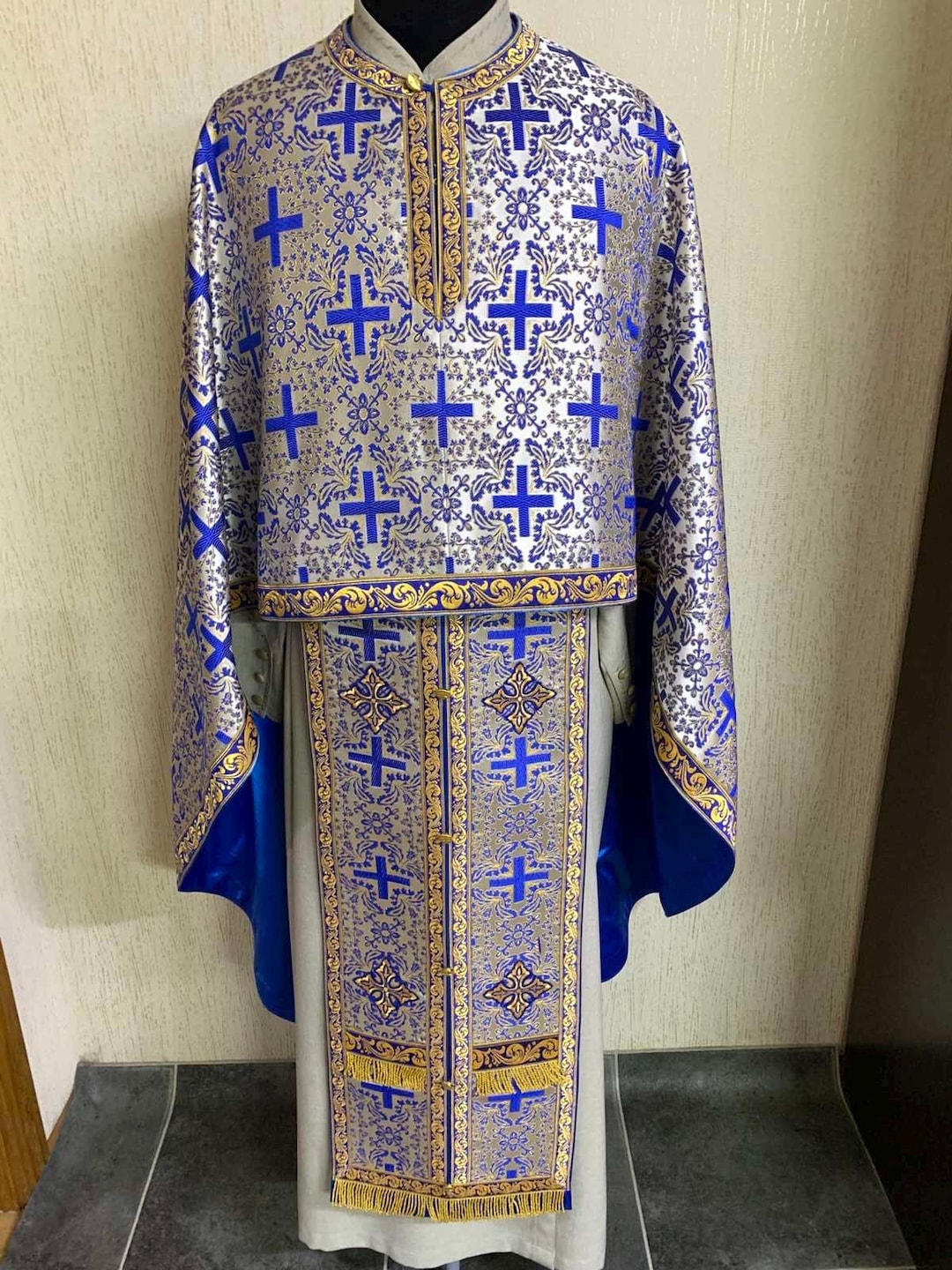 White Gold Orthodox Greek Style Vestments, Custom Priests Vestments ...