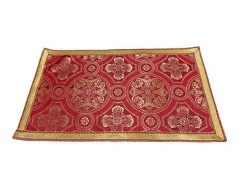 Red Prayerbook cover bordered gold trim, Red gold Home Altar Cloth, altar napkins, holy table napkins, Christmas gift, Easter gift