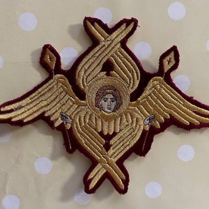 Cherubim Embroidered Patch, Bishop's Vestments Applique, Altar Cloth Applique, Cherubim Image, Seraphim Embroidered Image, Christian Patch