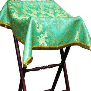 Altar Cloth Analogion Top Cover, Brocade Fabric, Metallic Fringe, Any Colors Available to Order