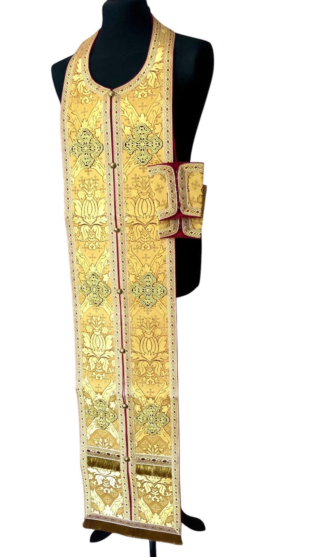 Priest's Yellow Gold Holy Communion Set Crafted With Brocade, Greek ...