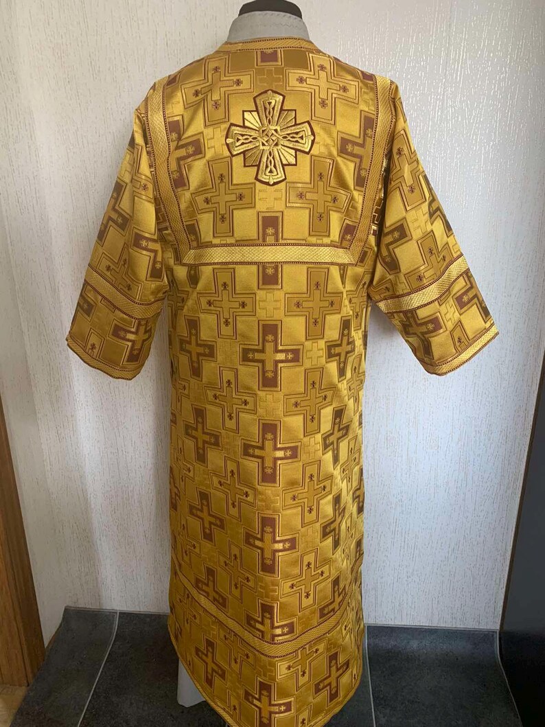 Cross Pic Robe Metallic Brocade Straight Cross Altar Server Robe Vestment, Altar ...
