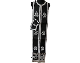 Embroidered Orthodox Stole and cuffs Set, Priest Set Orthodox vestments, Easter gift for priest, Holy set Epitrachelion and cuffs