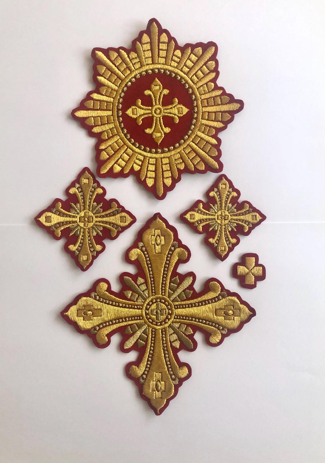 Embroidered Priest's Cross Set of 14 Pc for Liturgical Vestments ...