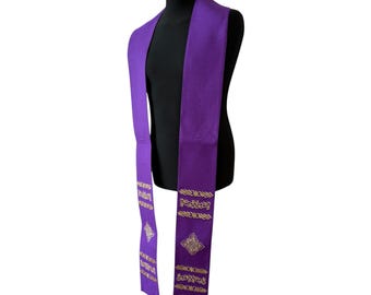 Latin style Stole Embroidered by gold metallic threads, Available in many colours, Floral Priest vestments, Birthday father gift