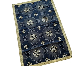 Black gold Altar Cloth, icon stand cover for Great Lent, Christian Table Runner, Altar napkin, Liturgical Top Cover,  Ready to ship