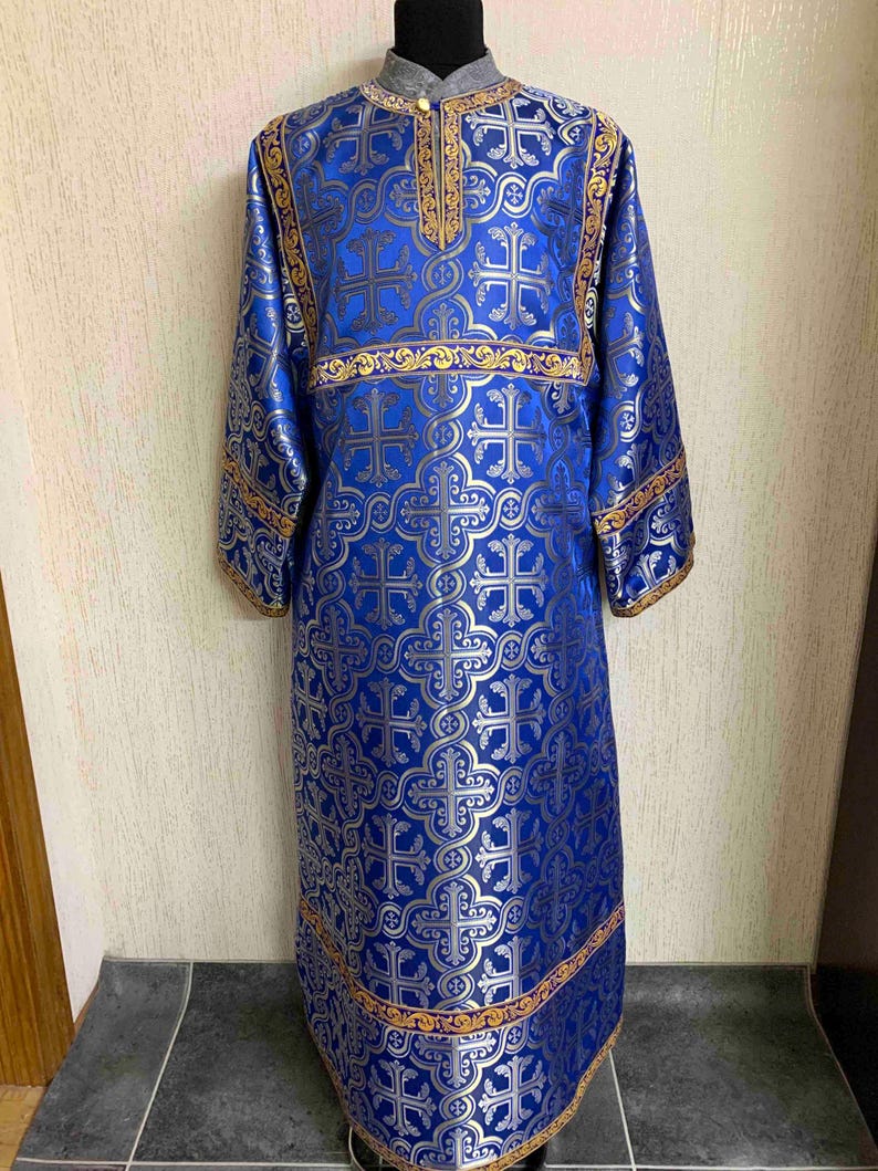 Altar Boy Dalmatic Vestment From Brocade, Gold Embroidered Cross Patch ...