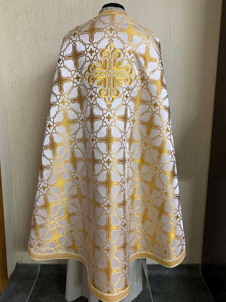 White Gold Greek Style Vestments, Orthodox Priest Clergy Vestments ...