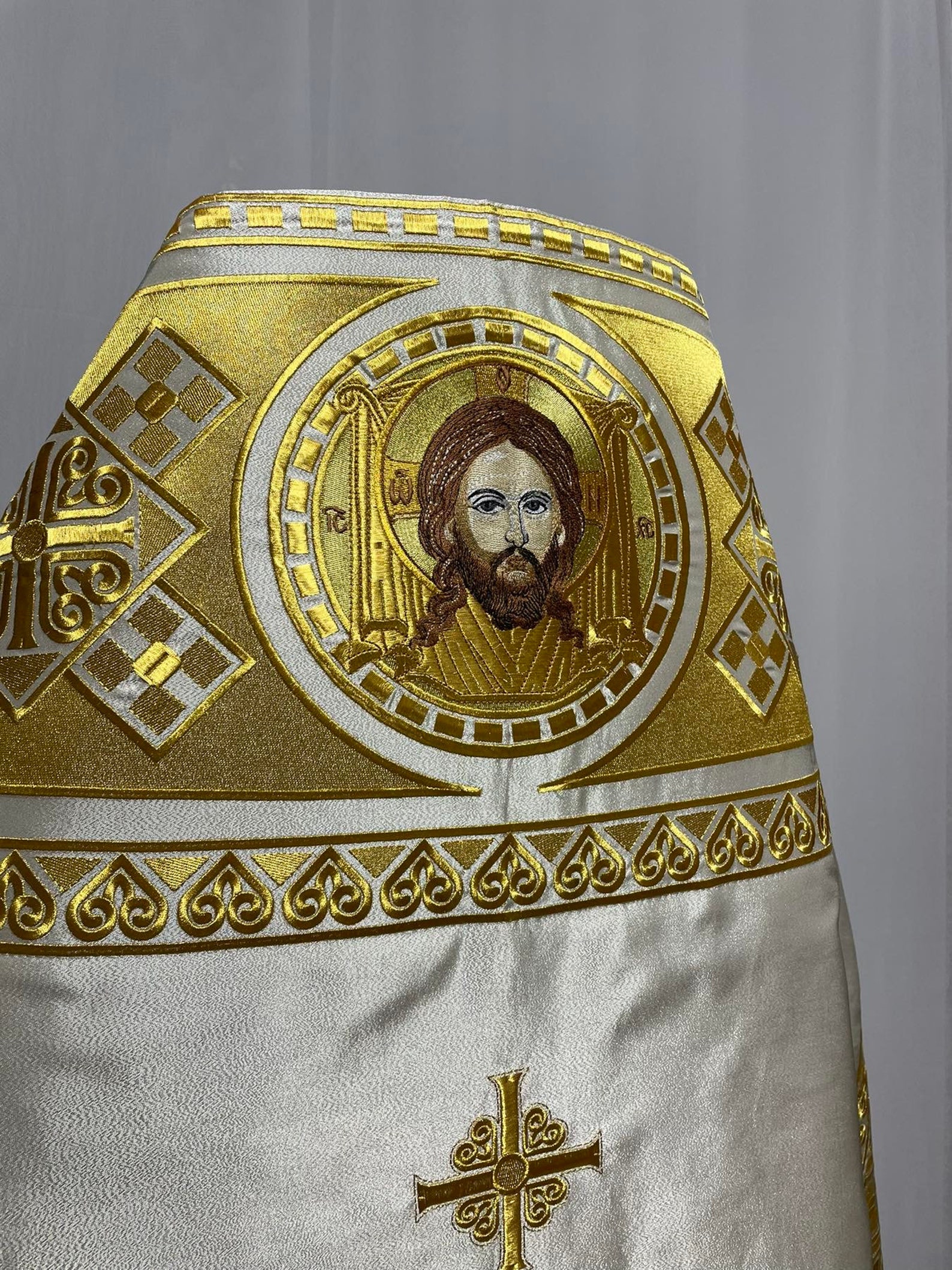 White Silver Embroidered Priest Set Vestment, Orthodox Vestment With ...