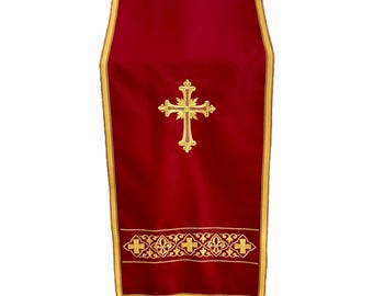 Icon Stand Cover Embellished with Embroidery & fringe, Lectern Stand Runner, Altar Stand Covers, Gospel stand covering