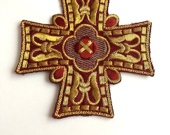 Naszywka z aplikacją krzyża chrześcijańskiego 6 cm, 7,5 cm, 11,5 cm, 15, 18, 20 cm aplikacja na szatę liturgiczną haftowana, Naszywka krzyża liturgicznego