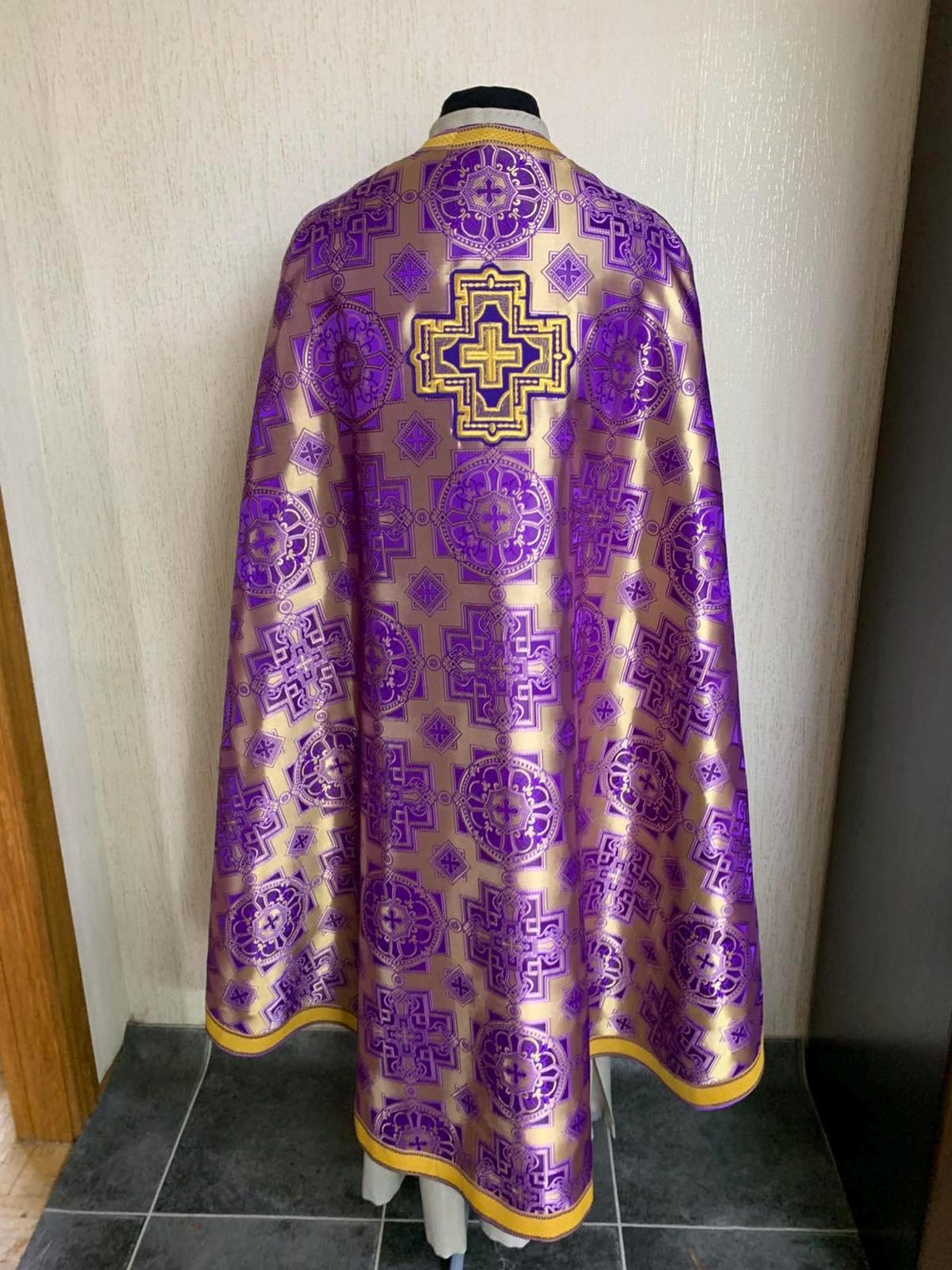 Purple Gold Priest Set Vestments in Greek Style, Orthodox Liturgical ...