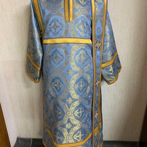 Orthodox Deacon Vestments with any style orarion, Greek deacon vestments, Liturgical vestments, Green deacon vestments, Light blue Vestments