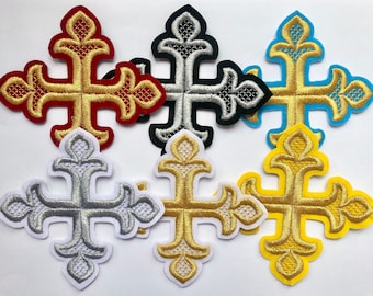 Vestment cross patch 5cm, 7cm, 11.5cm, 13cm, 15cm, 18 cm, 20 cm or Custom size vestment appliqué, church embroidery, Liturgical cross patch