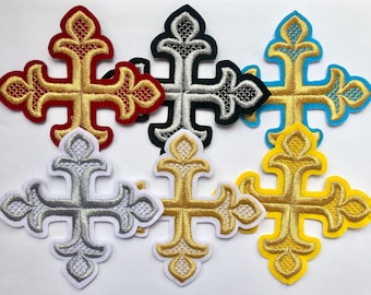 Embroidered cross patch for Liturgical Vestments, different size cross applique 5.5 cm, 7.5 cm, 11 cm for clergy clothing,  Liturgical patch