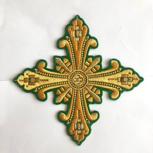 Appliqué cross patch 5.5, 7, 9, 12, 16 cm, Any sizes, vestments appliqué patch, church machine needlework embroidery, Liturgical cross patch