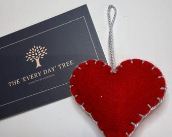 NEW!! Hanging Felt Hearts - hand stitched with grey thread, padded with a small amount of stuffing. Approximately 5cm wide