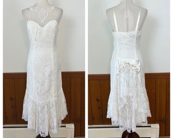 Gorgeous Vintage 90s New Leaf Tea Length Wedding Dress!