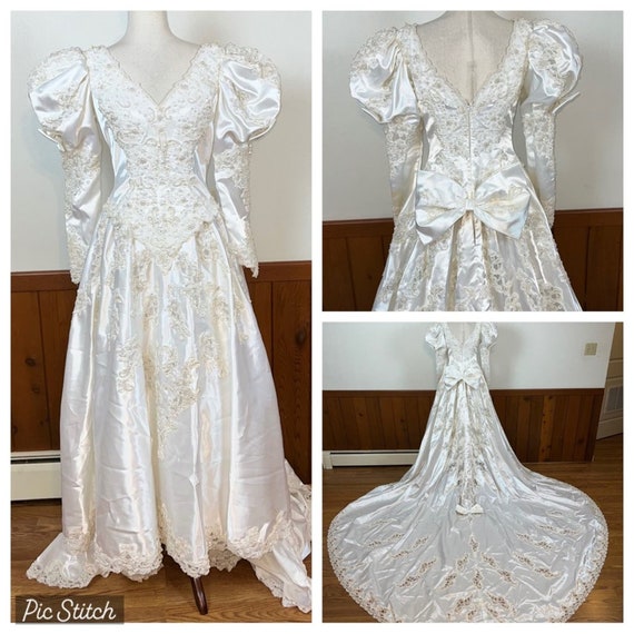 Stunning Vintage 90s Mori Lee Heavily Beaded Wedd… - image 1