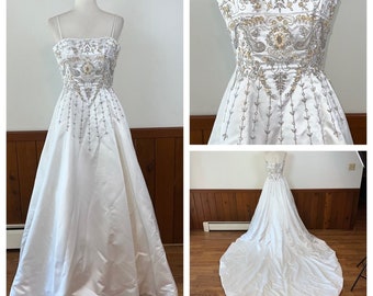 Gorgeous Vintage 90s Scaasi Bridal for Eva Forsyth Whitney Silk Beaded Gown!