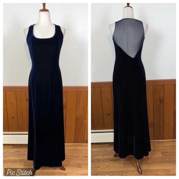 Gorgeous Vintage 90s Rimini Blue Velvet Gown!