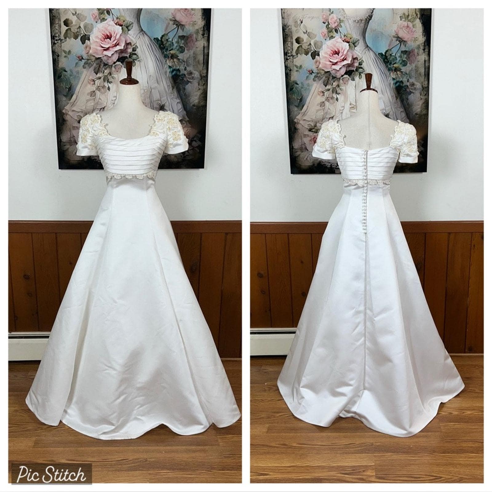 Beautiful Vintage 90s Amy Lee by Hilton Bridal Satin Wedding Gown