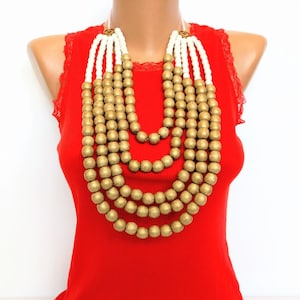 Statement big bead necklace for women,Large multi layer bead necklace,Wooden bead necklace,Big chunky bead necklace,Big Bold bead necklace