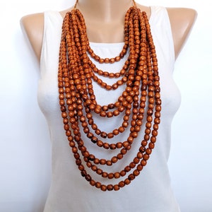 Big statement wooden bead necklace for women,Extra Large multi layer bead necklace,Extra Big Layered bead necklace,Big chunky bead necklace