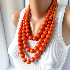 Statement hot orange necklace,Gifts for her,Necklace for her,Gift for her,Necklace for women,birthday gifts for her,gift for women,mom gifts