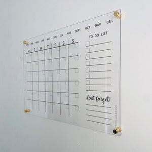 Monthly Wall Calendar UV print on Acrylic perspex, family schedule planner, to do list countdown. Family wall planner