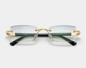 Vintage Rimless Glasses - Clear Lens Retro Buffs Oval Hip Hop Pop Smoke Wood Tint Sunglasses Cartier Rapper Tinted Gold Frame Mens Frameless