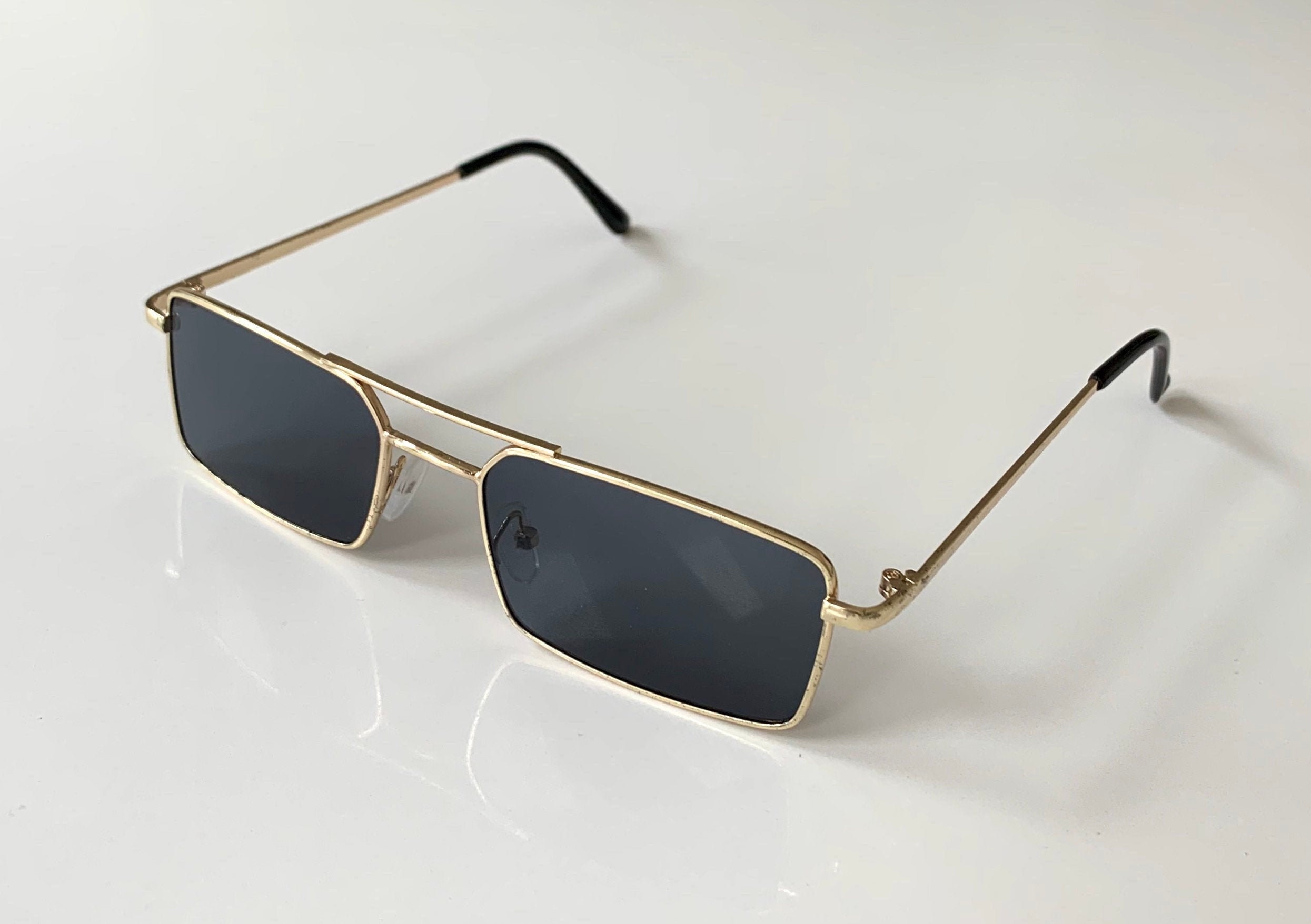 Gold frame rectangle sunglasses Clearance