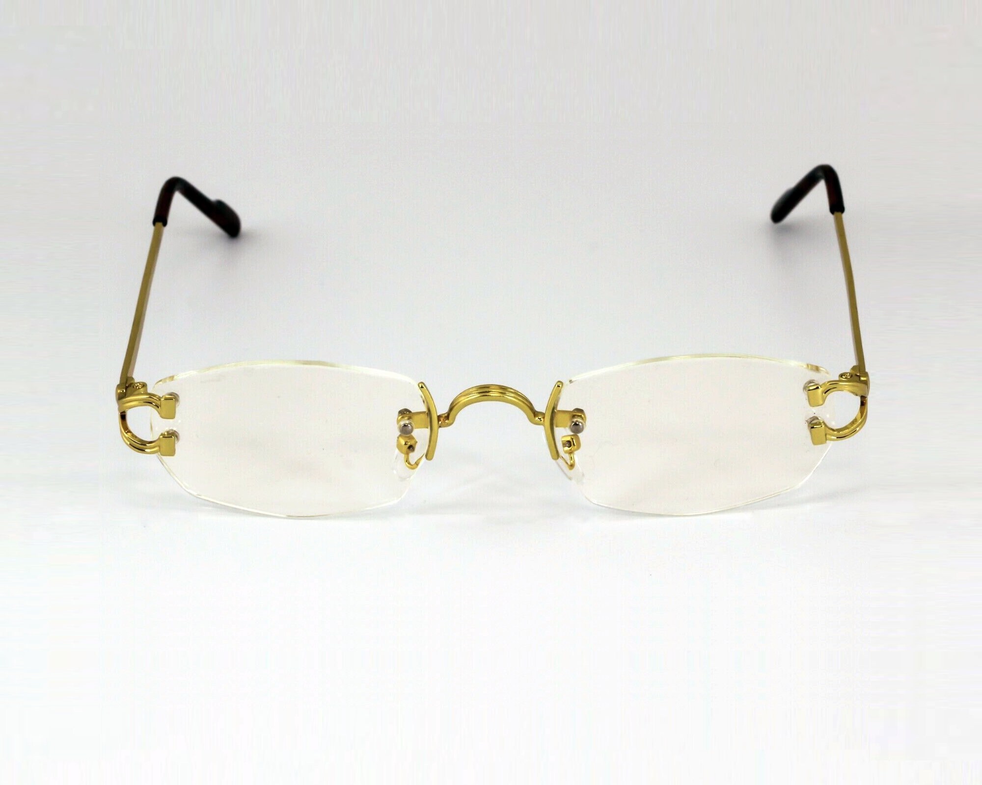 Vintage Gold Frame Rimless Sunglasses Clear Lens Retro Buffs Etsy