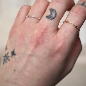 Dainty Starburst Chain Ring: Gold or Silver Celestial Ring