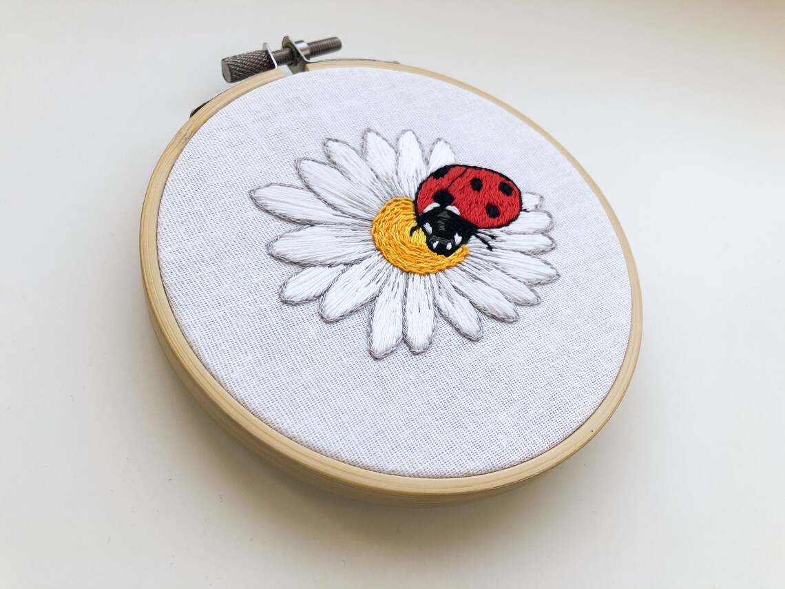 Ladybug and daisy flower embroidery sybju pdf for beginner  etsy Ladybug and daisy flower embroidery sybju pdf for beginner  etsy