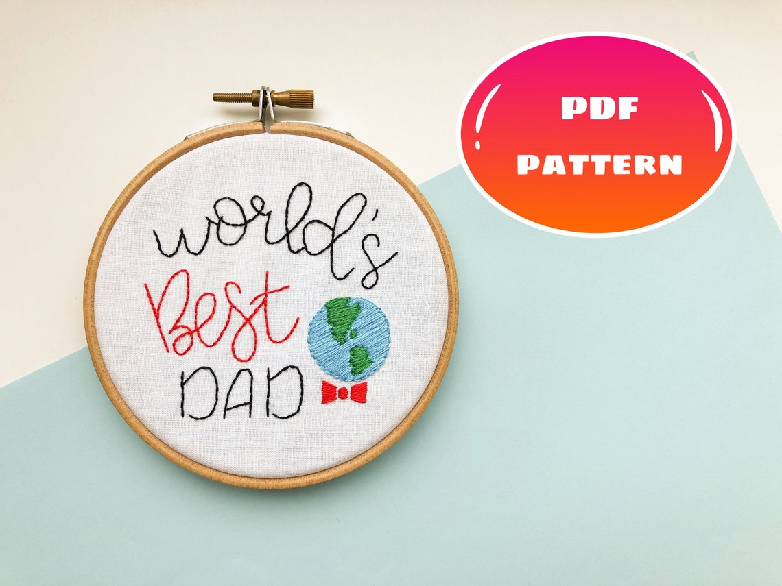 Best dad embroidery pattern for beginner DIY daddy gift from Etsy
