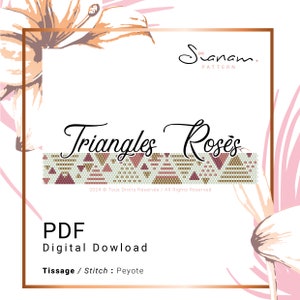Pattern diagram Bracelet cuff PEYOTE weaving, Miyuki weaving, Miyuki Delica beads Pattern, PDF, DIY Bracelet, &quot;Pink Triangles&quot;