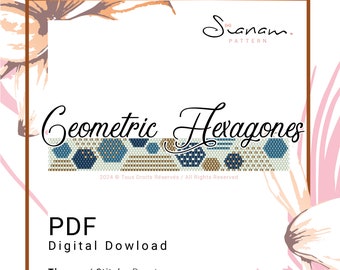 Pattern diagram Bracelet cuff PEYOTE weaving, Miyuki weaving, Miyuki Delica beads Pattern, PDF, DIY Bracelet, &quot;Geometric Hexagons&quot;