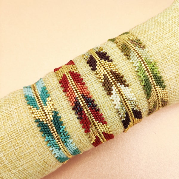 Bracelet Miyuki Caméliris – Rouge, Marron, Turquoise et Vert