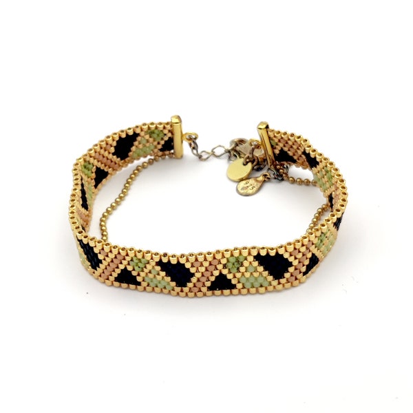 Green Miyuki Beads Duo Bracelet – Golden clasp