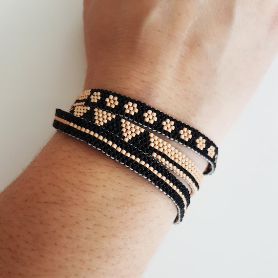 Bracelet En Perles Miyuki Tissage Peyote - Fait Main, Pièce Unique - Neuf Sans Emballage