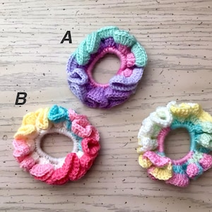 Crochet scrunchie, multicolor crochet scrunchie, crochet hair accessories, crochet hair tie handmade