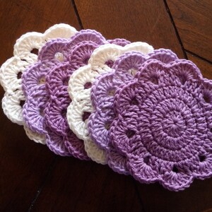 crochet coasters,crochet coaster - set of 6, doily coaster set,100% cotton,handmade,solid color coasters,drink coaster
