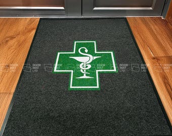Pharmacy Logo Mat, Custom Company Carpet, Corporate Office Decor