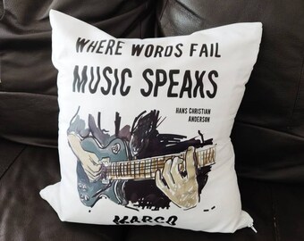 Multicolor Bass Guitarist Gifts Bass Music Treble Clef Music Notes Guitarist Musician Gift Bass Throw Pillow 18x18 